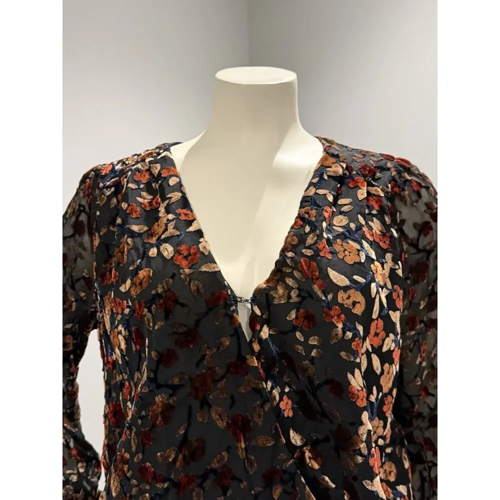 ASTR the Label Top Womens Sz XS Velvet Burnout Boho Whimsigoth Surplice Blouse - Picture 5 of 10